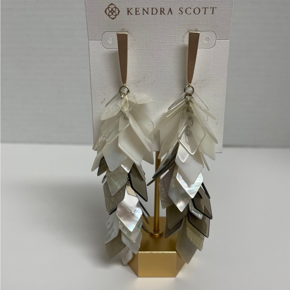 Kendra Scott Jennifer Convertible Statement Earrings in Ivory Mix, 5”L x 1”W